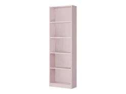 Estante Pomona, Estante alta com 5 prateleiras, Estante de escritório ou quarto, Estante moderna com compartimentos, 52x25h180 cm, Rosa