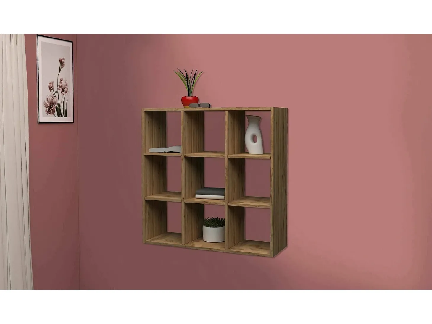 Estante Rodrigo, Armário com prateleiras, Biblioteca de escritório, 100% Fabricado na Itália, Carvalho, 90x25h90 cm