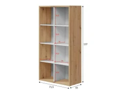 Estante Sacramento, Estante reversível com 8 compartimentos, Móvel TV multiposições, 72x33h137 cm, Carvalho com efeito nó e Branco