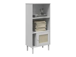 Estante SENJA aspeto de vime 60x35x130 cm pinho maciço branco PT553897
