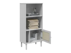 Estante SENJA aspeto de vime 60x35x130 cm pinho maciço branco PT553897