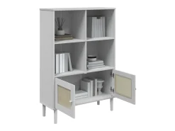 Estante SENJA aspeto de vime 90x35x130 cm pinho maciço branco PT322110