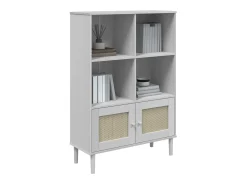 Estante SENJA aspeto de vime 90x35x130 cm pinho maciço branco PT322110