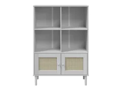 Estante SENJA aspeto de vime 90x35x130 cm pinho maciço branco PT322110