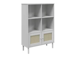 Estante SENJA aspeto de vime 90x35x130 cm pinho maciço branco PT322110