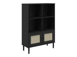 Estante SENJA aspeto de vime 90x35x130 cm pinho maciço preto PT107061
