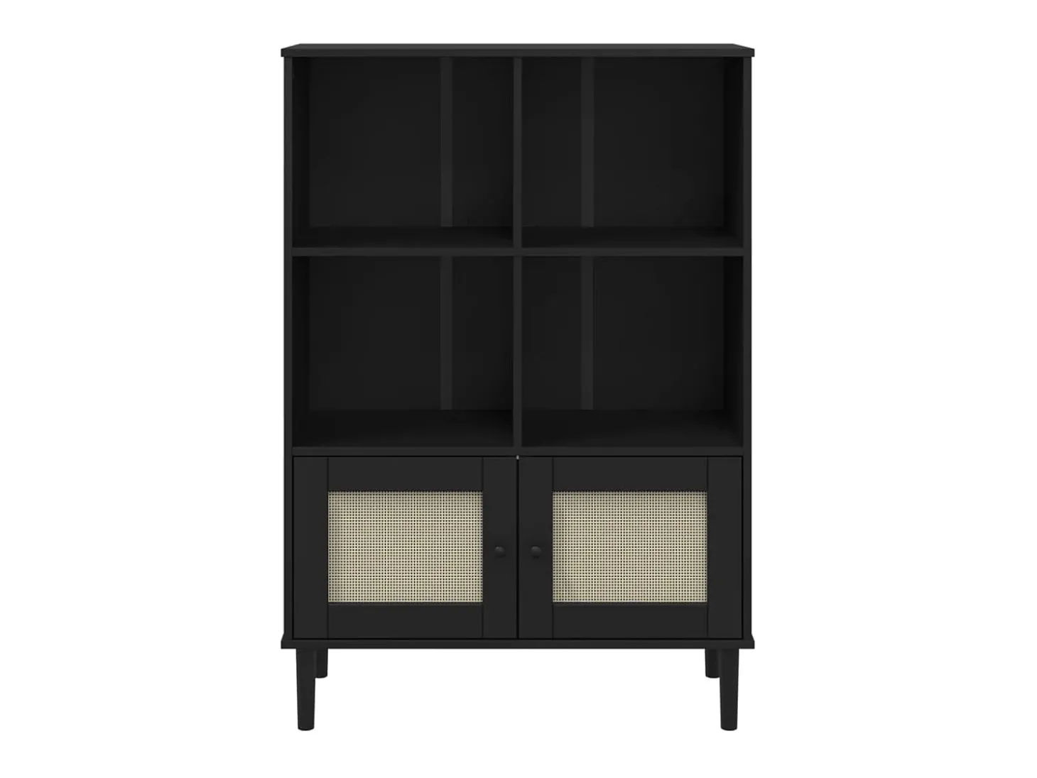 Estante SENJA aspeto de vime 90x35x130 cm pinho maciço preto PT107061
