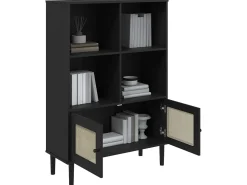 Estante SENJA aspeto de vime 90x35x130 cm pinho maciço preto PT107061