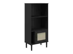 Estante SENJA aspeto de vime 60x35x130 cm pinho maciço preto PT616169