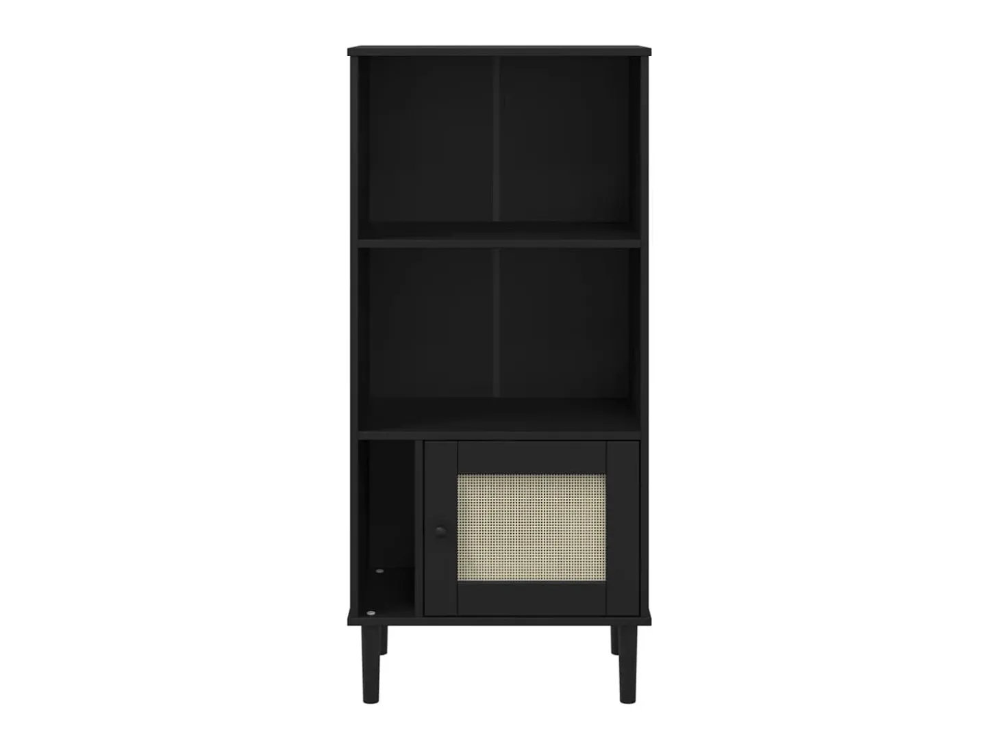 Estante SENJA aspeto de vime 60x35x130 cm pinho maciço preto PT616169