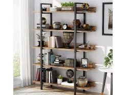 Estante Vintage de 5 Níveis - Grande Prateleira de Armazenamento com Chapa de Guia para o Sala, como Prateleira para Plantas, Prateleira de Cozinha