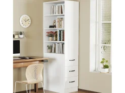 Estante 60x38x180 cm - Lados esquerdo e direito intercambiáveis - Com 3 gavetas - Prateleiras ajustáveis - Branco