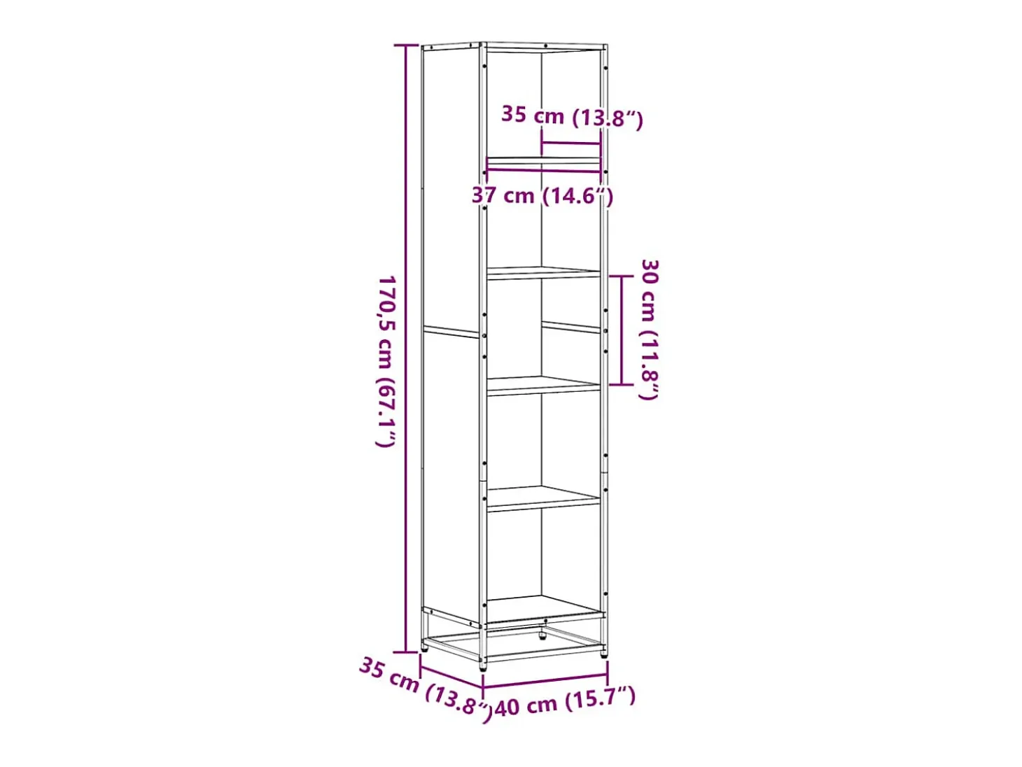 Estante 40x35x170,5 cm contraplacado preto