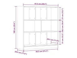 Estante 97,5x29,5x100 cm contraplacado madeira velha