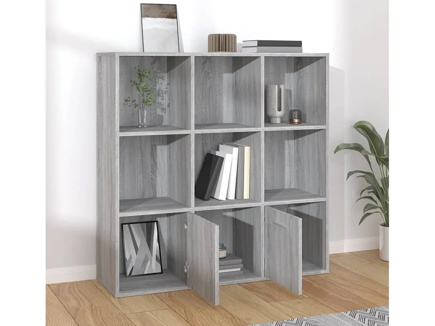 Estante 98x30x98 cm cor cinzento sonoma