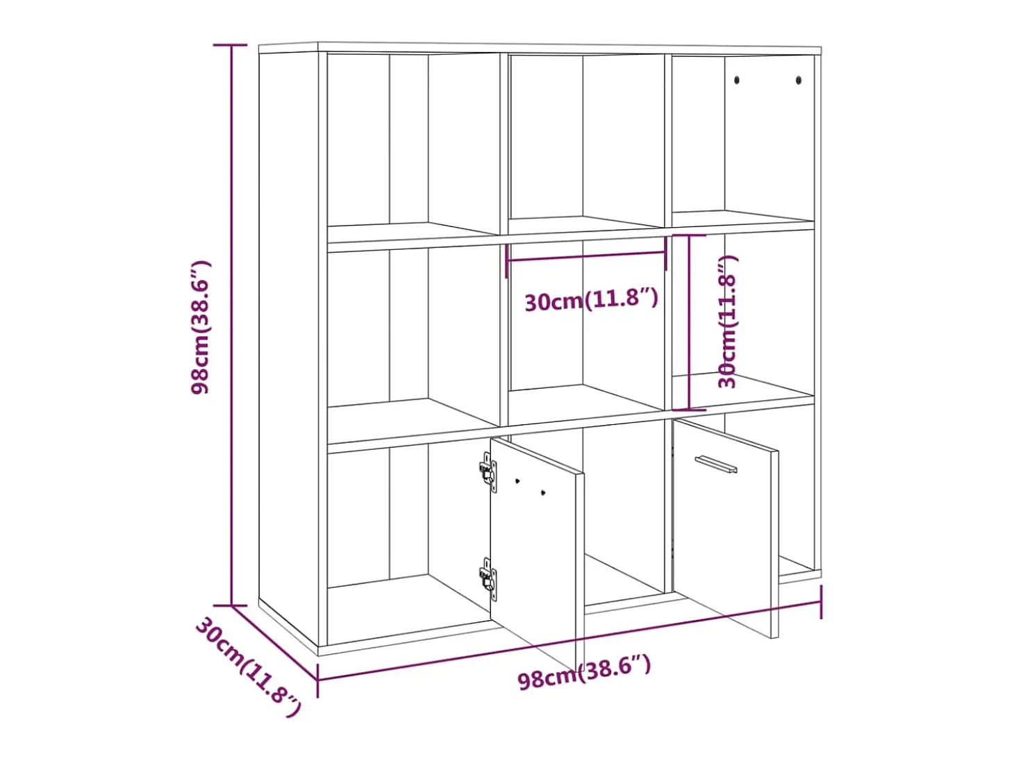 Estante 98x30x98 cm cor cinzento sonoma