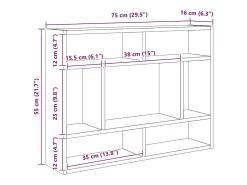 Estante 75x16x55 cm derivados de madeira cinzento sonoma