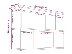Estante 100x24x63 cm derivados de madeira cinzento sonoma