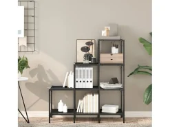 Estante 92x30x102 cm derivados de madeira e metal preto PT582714