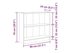 Estante 80x24x76 cm derivados de madeira cinzento sonoma