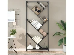 Estante 79x30x180 cm derivados de madeira e metal preto PT915632