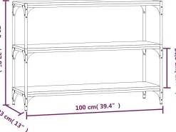 Estante 100x33x70,5 cm derivados de madeira/aço cinza sonoma