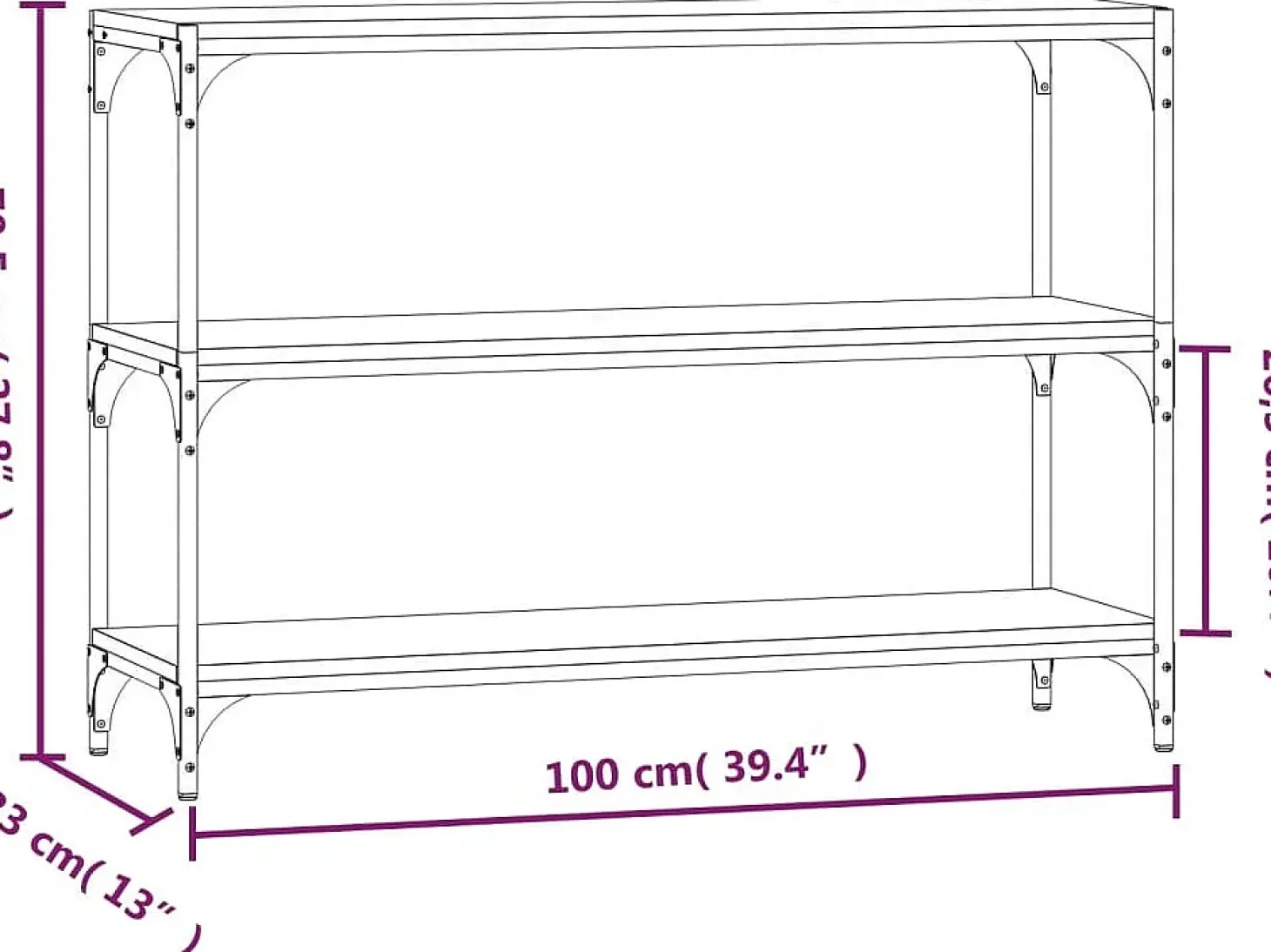 Estante 100x33x70,5 cm derivados de madeira/aço cinza sonoma