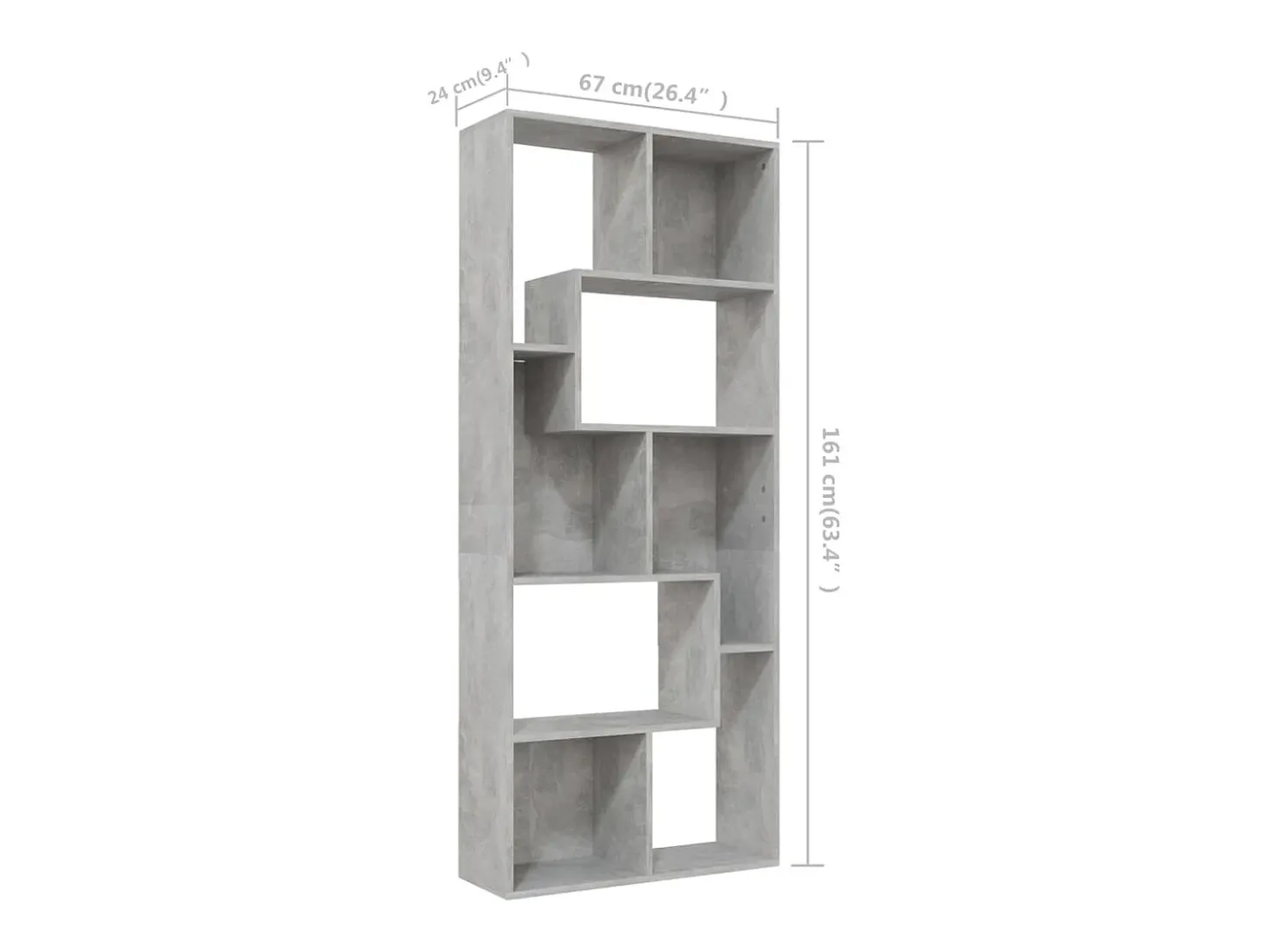 Estante 67x24x161 cm derivados de madeira cinzento cimento