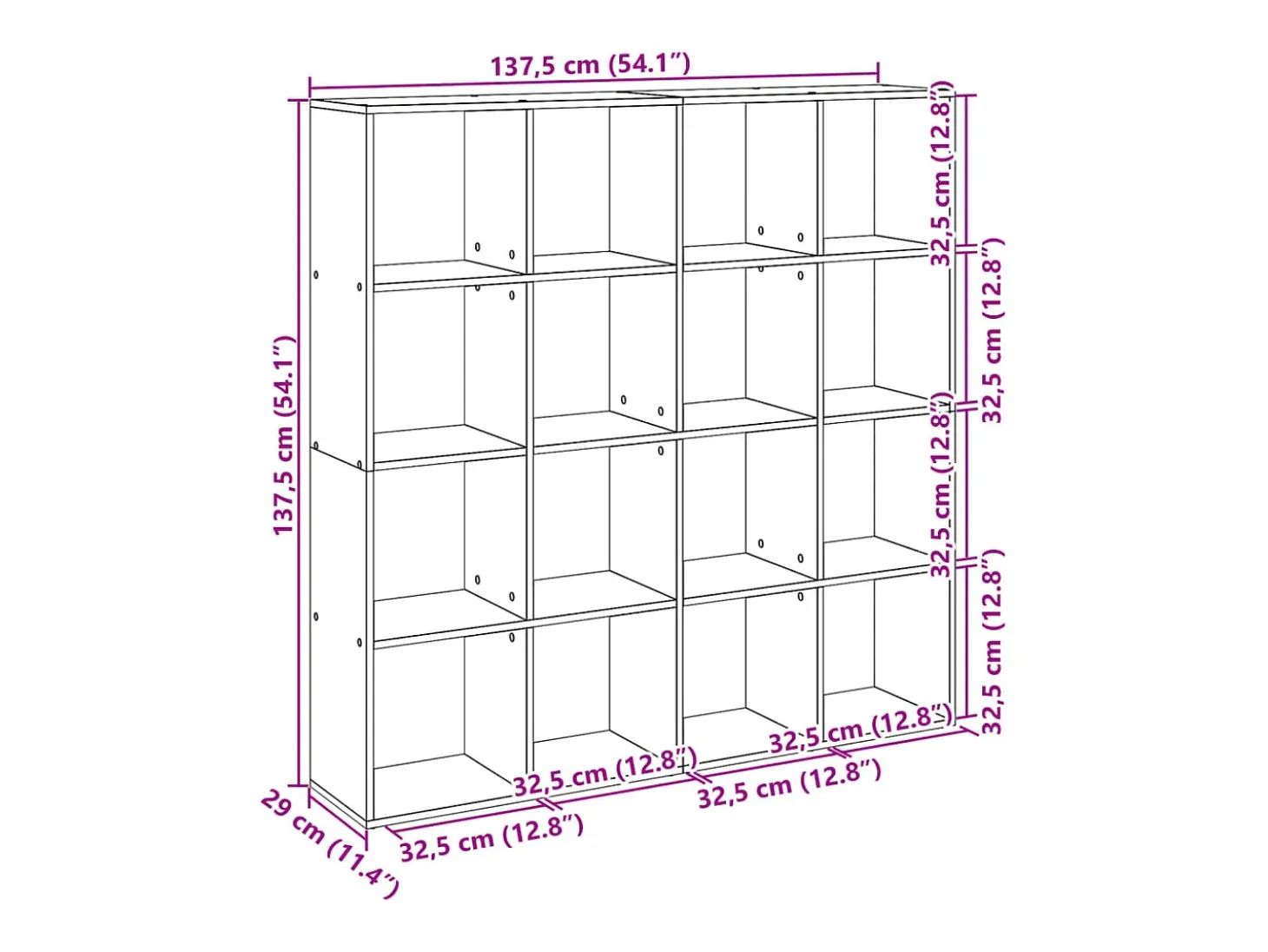 Estante 137,5x29x137,5 cm derivados de madeira cinzento sonoma