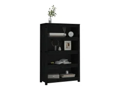 Estante 80x35x126 cm madeira de pinho maciça preto
