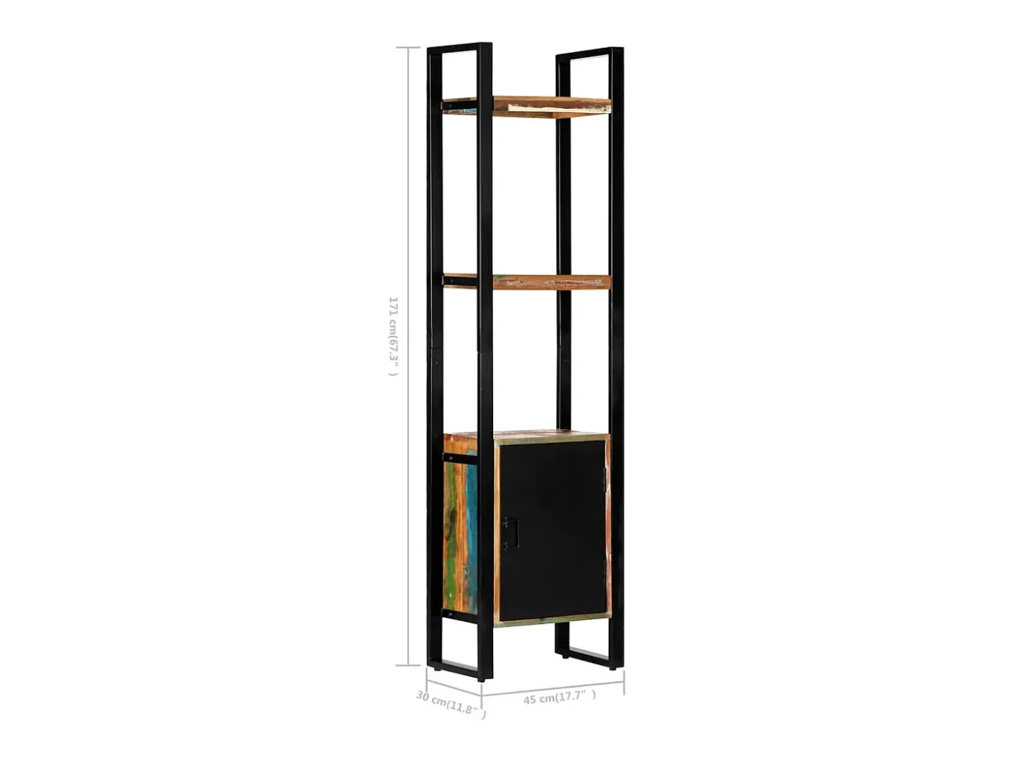 Estante 45x30x171 cm madeira recuperada maciça