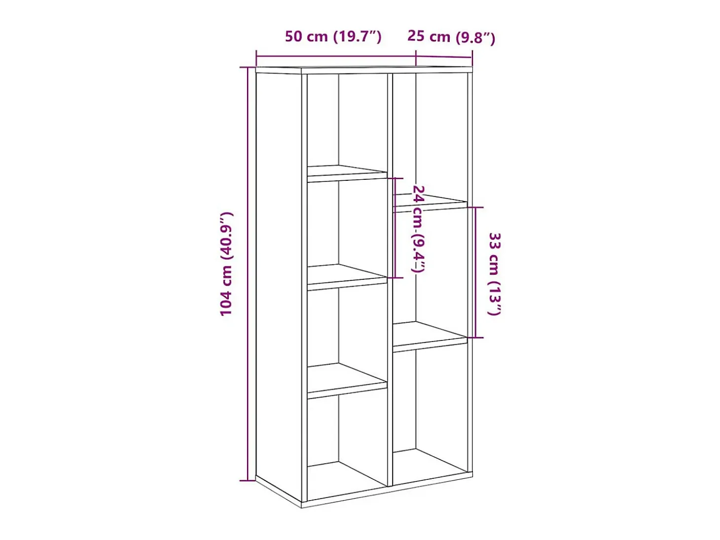 Estante 50x25x104 cm madeira velha
