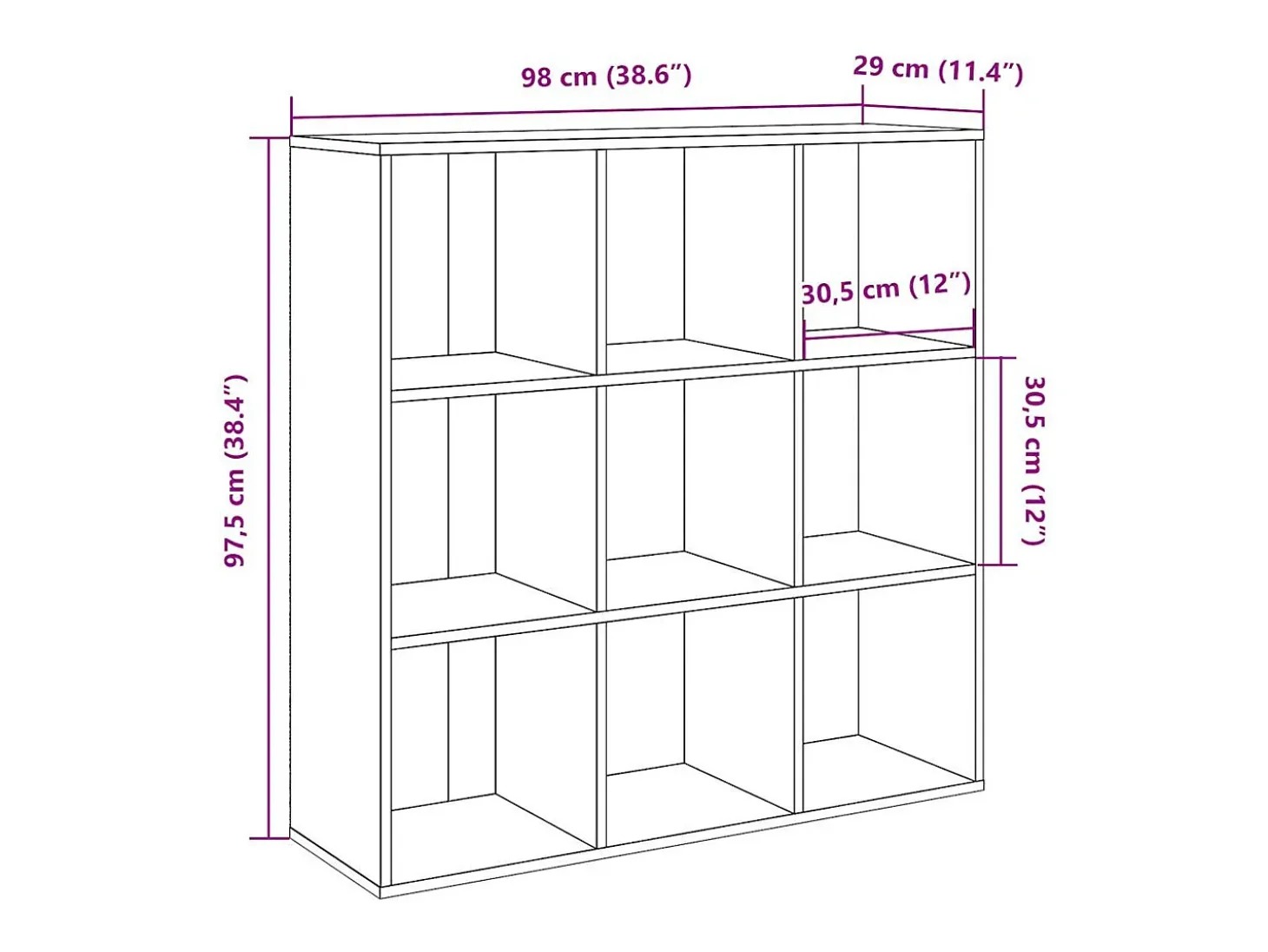 Estante 98x29x97,5 cm madeira velha