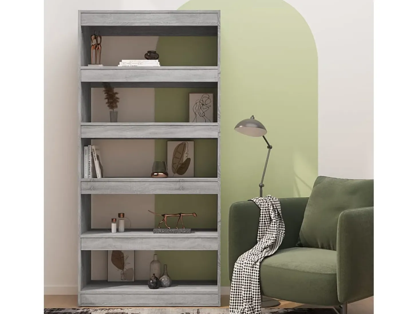 Estante/divisória 80x30x166 cm contraplacado cor sonoma cinza PT641351