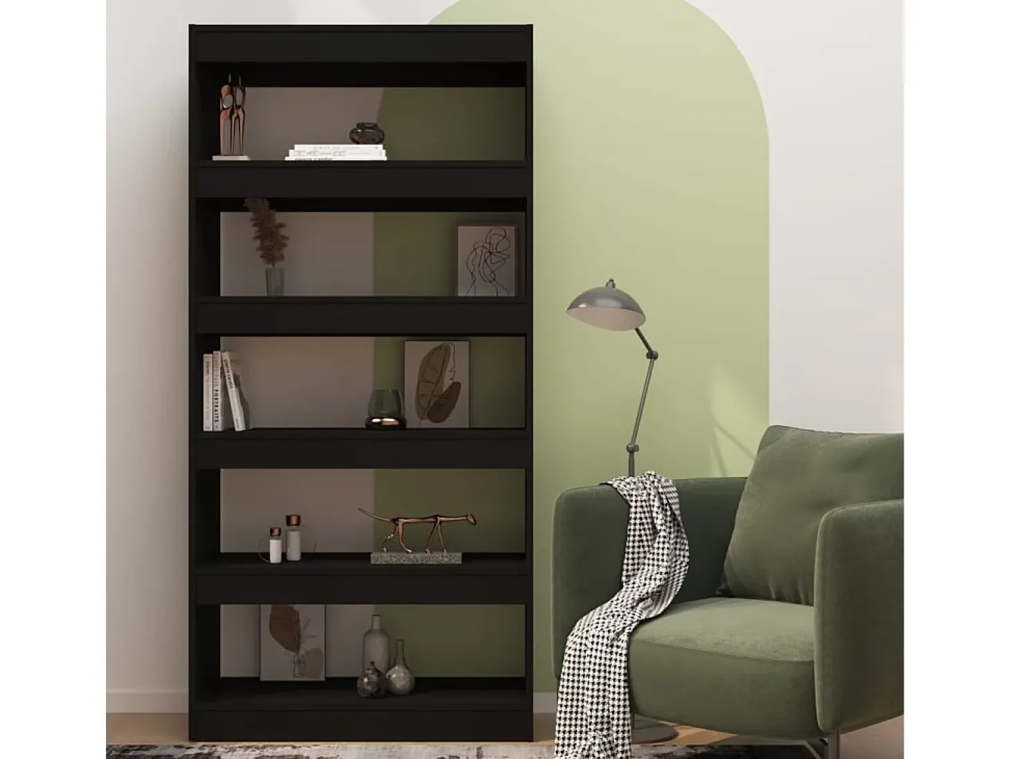 Estante/divisória 80x30x166 cm contraplacado preto PT806224