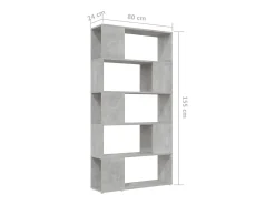 Estante/divisória 80x24x155 cm contraplacado cinzento cimento