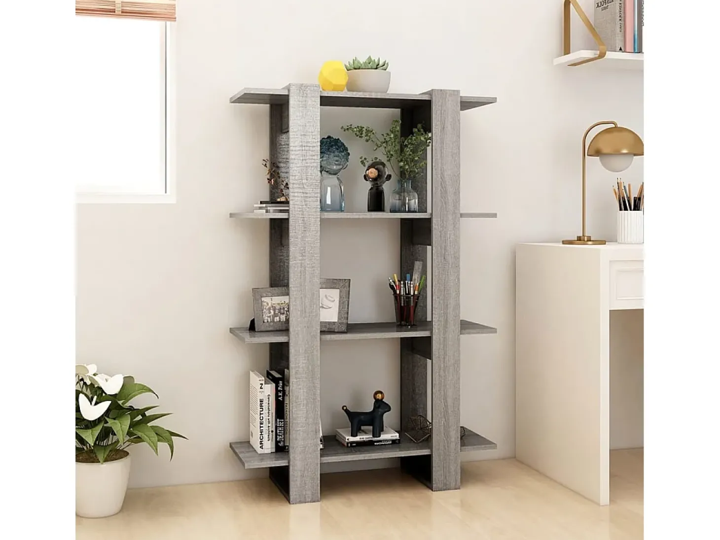 Estante/divisória 80x30x123,5 cm cor sonoma cinza PT492209