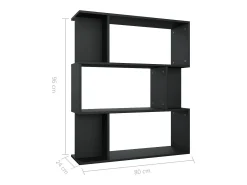 Estante/divisória 80x24x96 cm derivados de madeira preto