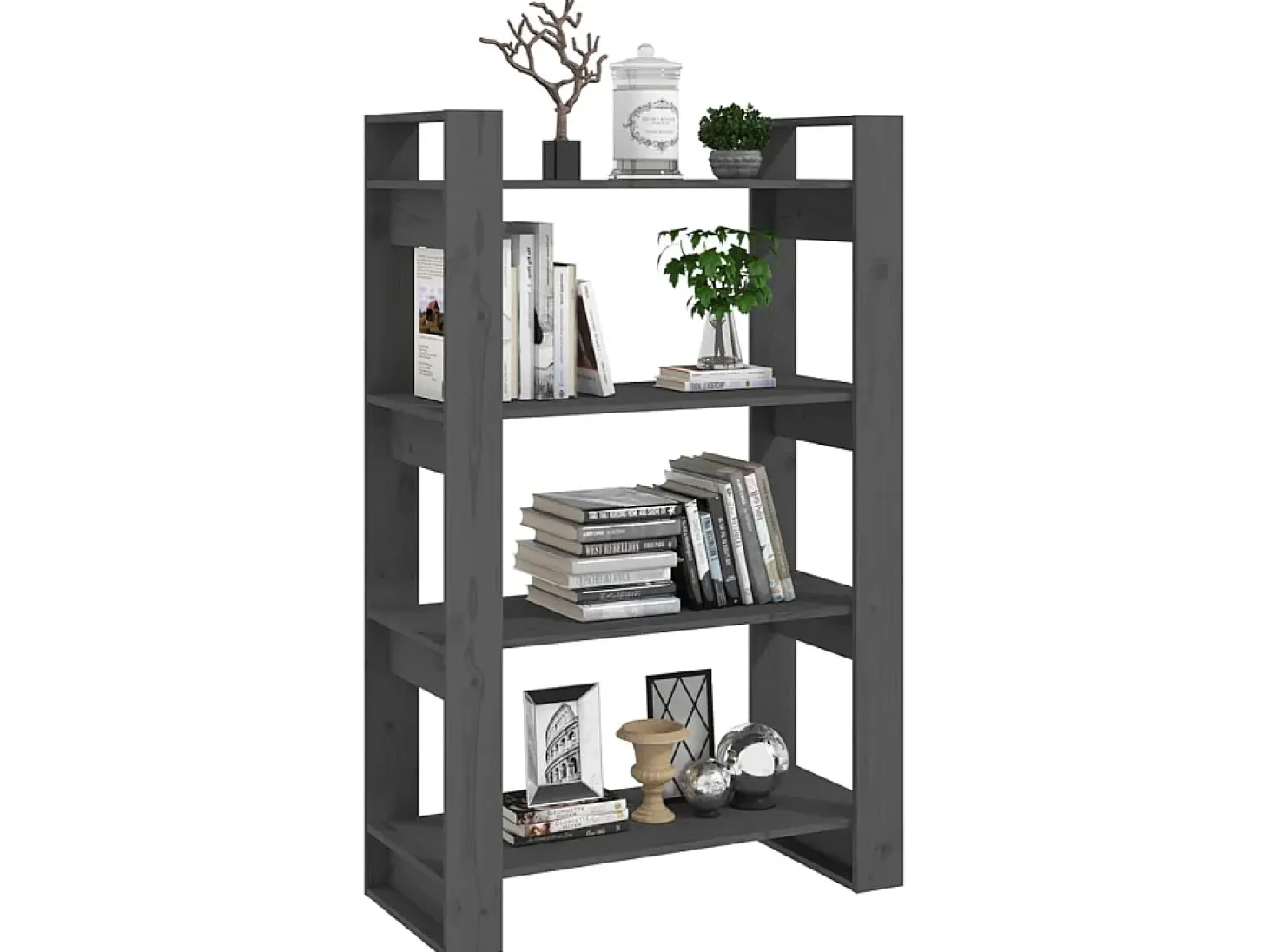Estante/divisória 80x35x125 cm pinho maciço cinzento PT942940