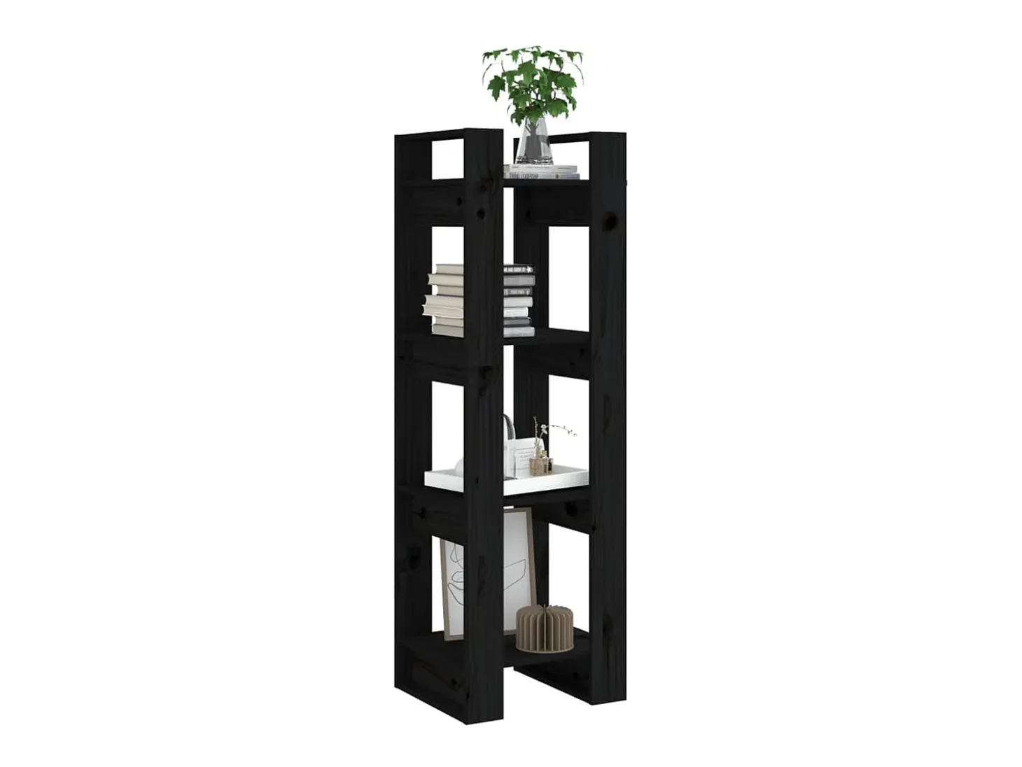 Estante/divisória 41x35x125 cm pinho maciço preto PT609837