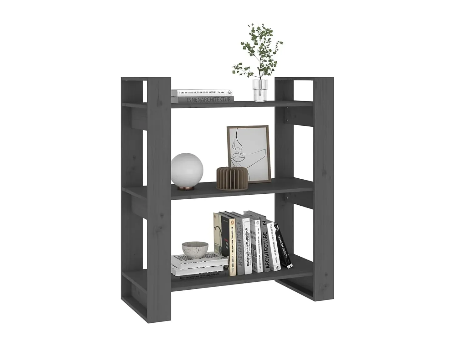 Estante/divisória 80x35x91 cm pinho maciço cinzento PT647960
