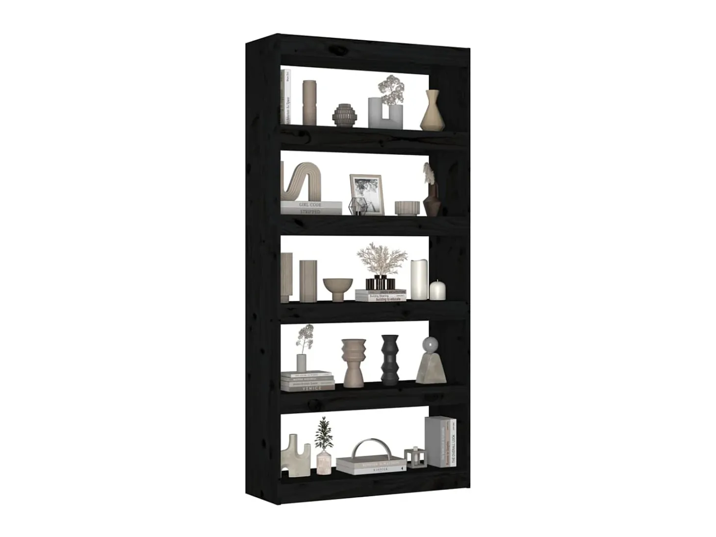 Estante/divisória 80x30x167,4 cm pinho maciço preto PT758620