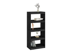 Estante/divisória 60x30x135,5 madeira pinho maciça preto PT780007