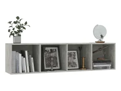 Estante/móvel de TV 143x30x36 cm contraplacado cinzento cimento PT241207