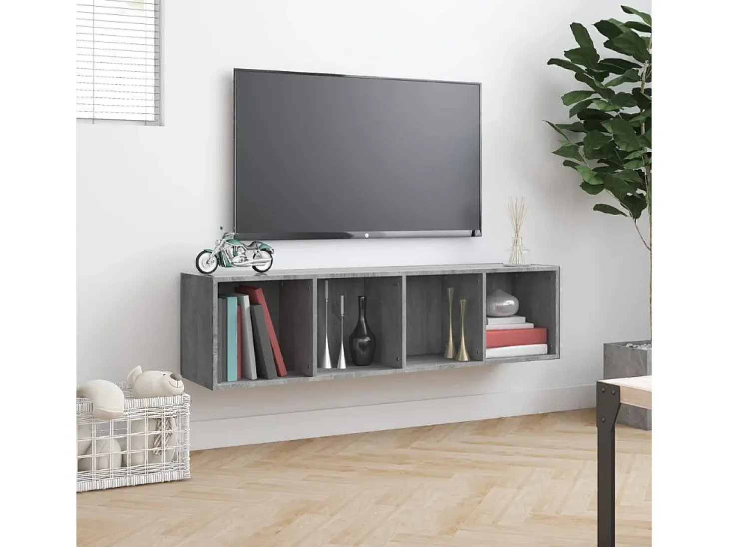 Estante/Móvel de TV 143x30x36 cm madeira proc. sonoma cinza PT324055
