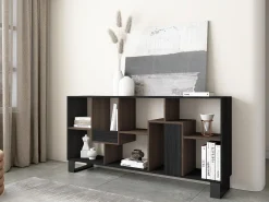 Estantes de prateleiras , 174x67x31, Design industrial, Preto e Carvalho escuro