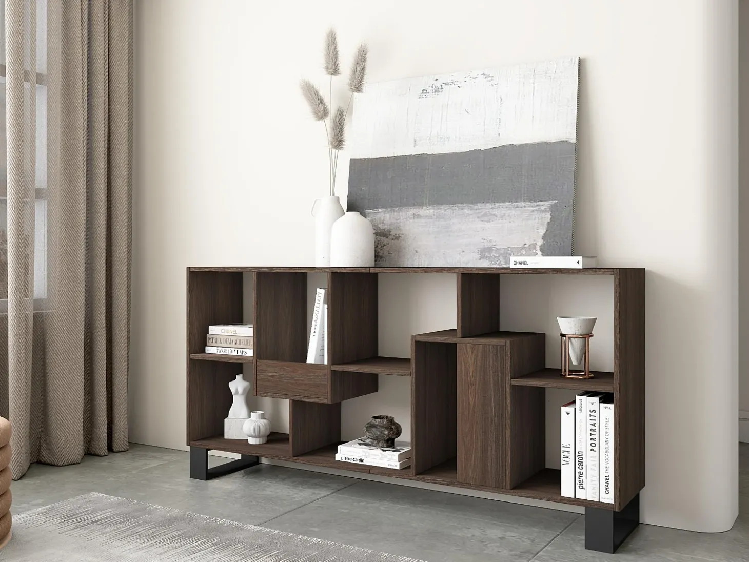 Estantes de prateleiras , 174x67x31, Design industrial, Carvalho escuro