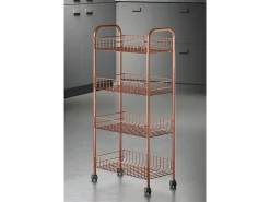 Estantes Multiuso Metaltex Ascona Copper 4 com Revestimento Polytherm® Cobre - 41x23x84 cm
