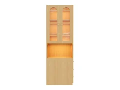 Estante/Vitrine - 60×40×200 cm - 3 gavetas laterais e 2 portas de vidro - LED - Lados esquerdo/direito reversíveis - Natural