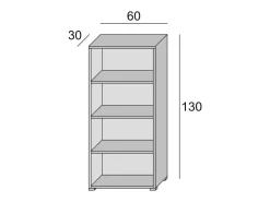Etante Ddjuri, Biblioteca com 3 prateleira ajutávei, Etante de livro, Armário de parede com prateleira, 100% Fabricado na Itália, 60x30h130 cm, Branco e Cimento